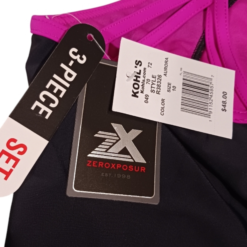 ZeroXposur 3-PC Swim Set Tankini Bottoms & Shorts - Picture 6 of 9